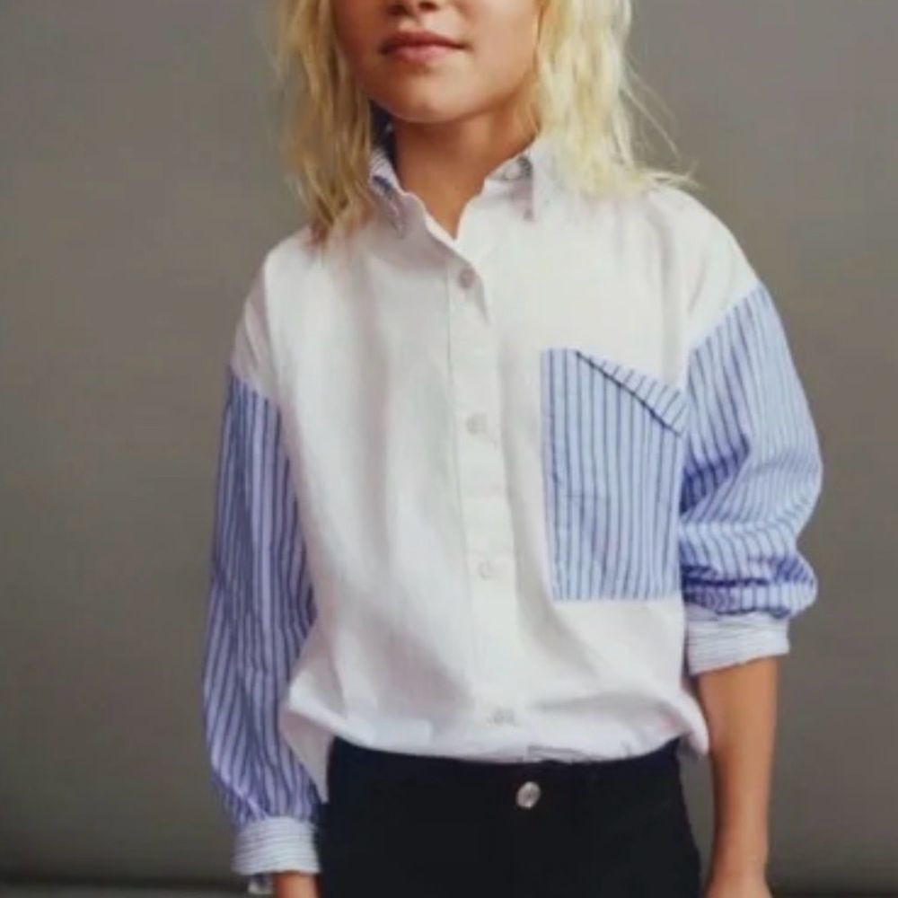 Zara Girls Button Down Blue and White Shirt(Size 9yrs)